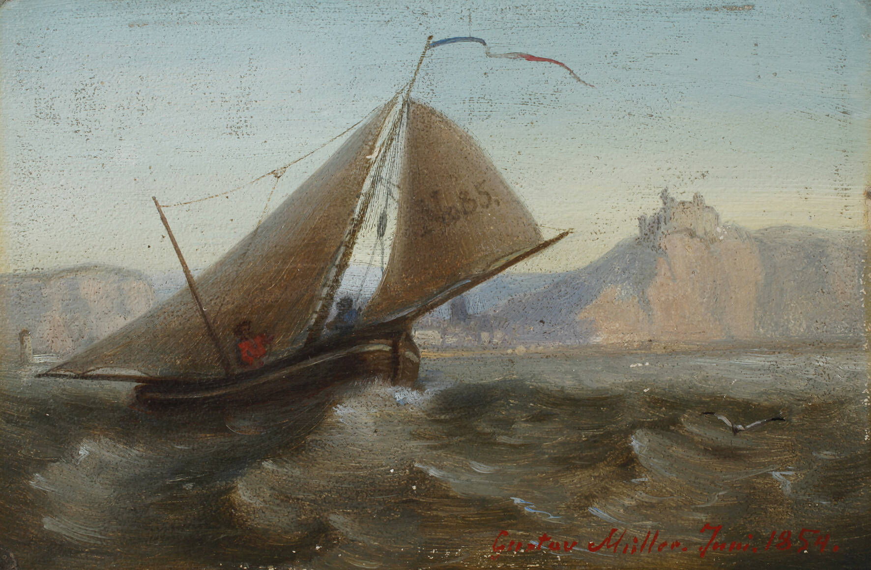 Gustav Müller, Segelschiff bei rauer See