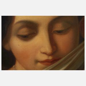 Dame mit Rosen und Schmetterling