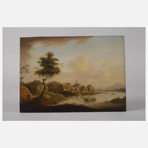 Flusslandschaft mit Booten