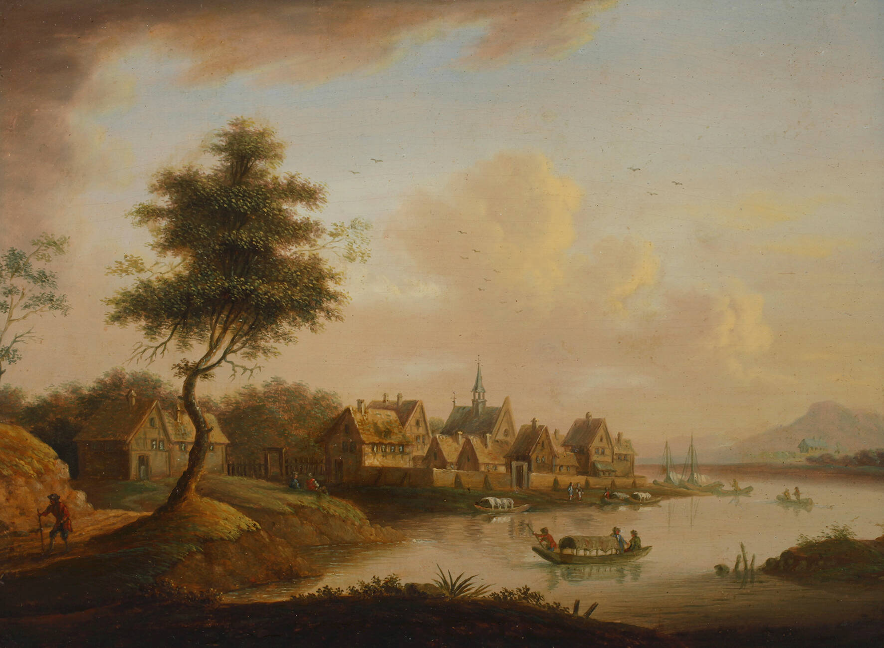 Flusslandschaft mit Booten