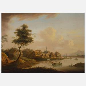 Flusslandschaft mit Booten