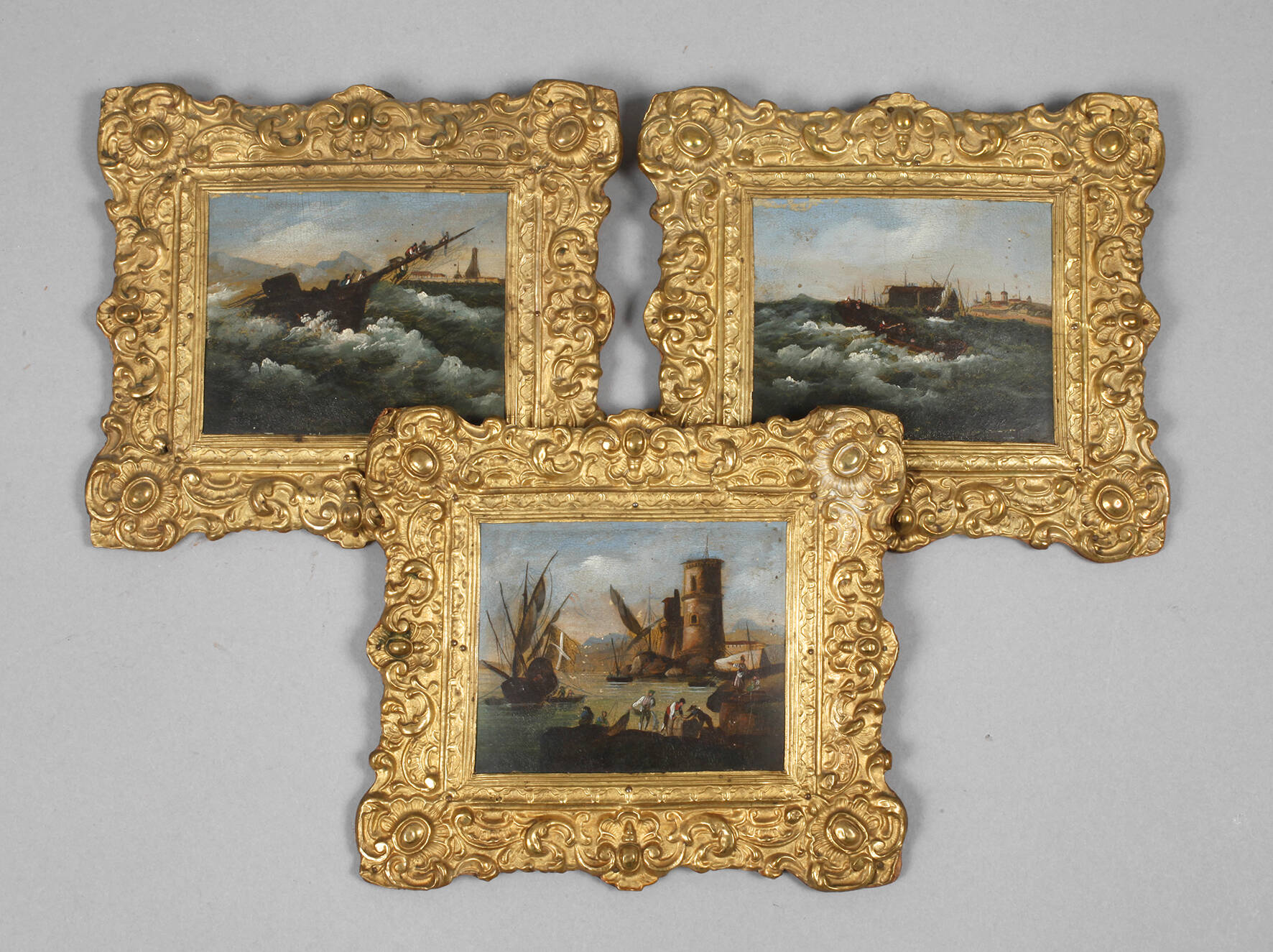 Drei maritime Miniaturgemälde