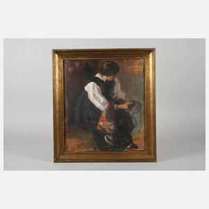 Sitzende Dame in Tracht