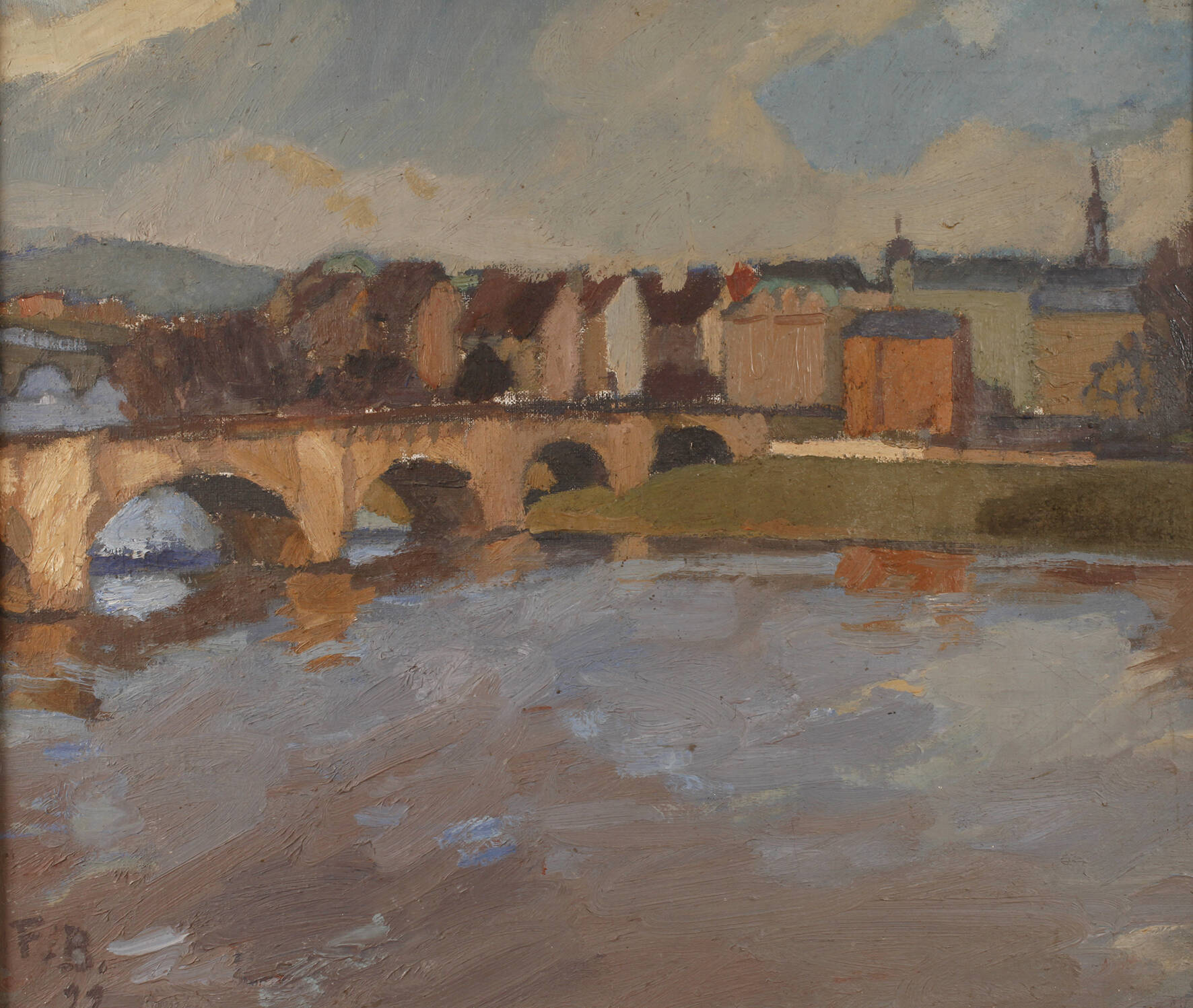 Felix Bibus, attr., Stadt am Fluss