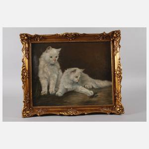 Prof. Arthur Heyer, Zwei Katzen mit Hirschkäfer