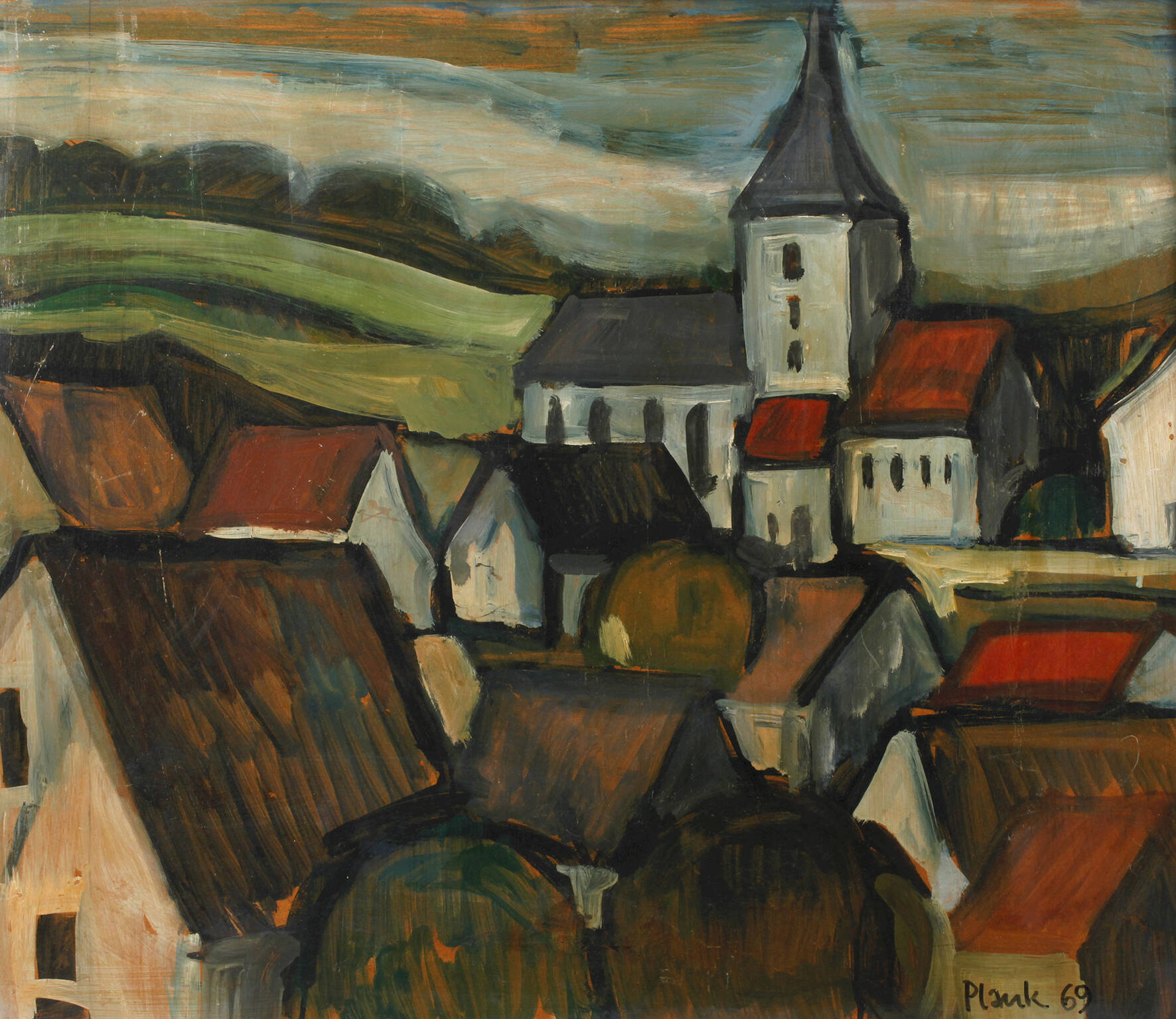 Plank, Dorf im Abendlicht