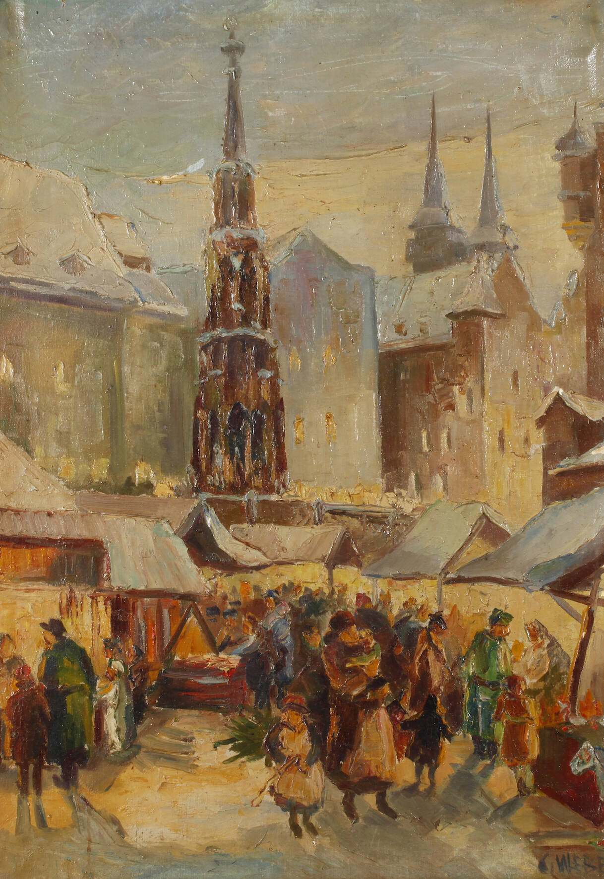 C. Weber, Der Schöne Brunnen mit Christkindlmarkt