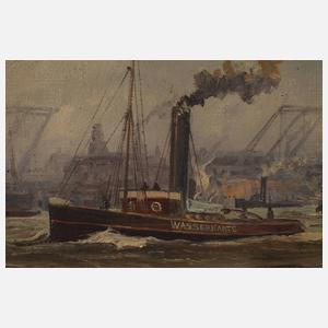 Einlaufender Segler im Hamburger Hafen