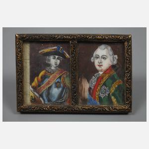 Drei Doppelportraits en miniature