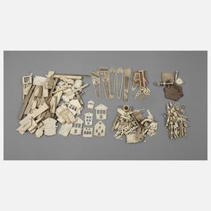 Großes Konvolut Beinschnitzereien