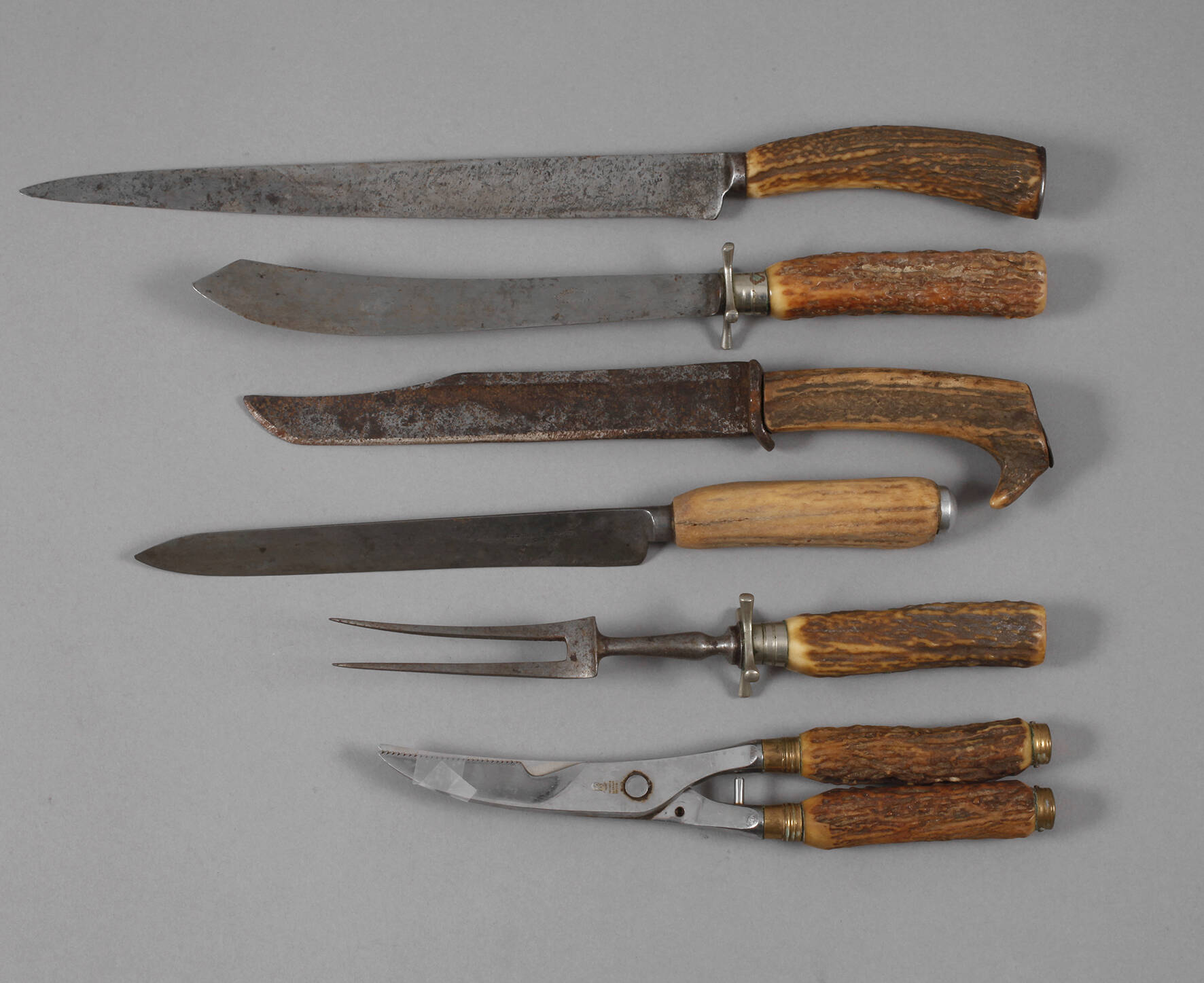 Sechs jagdliche Besteckteile