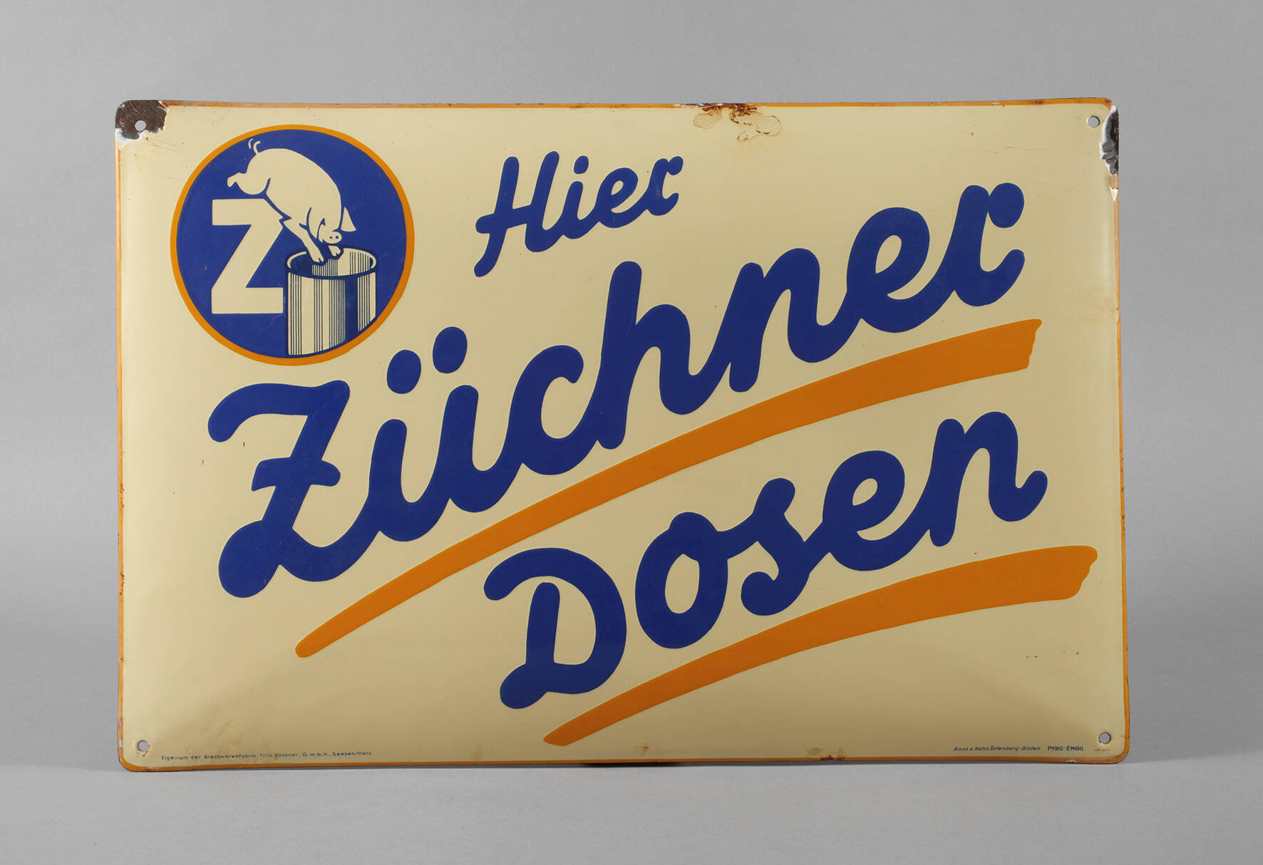 Emailleschild Züchner