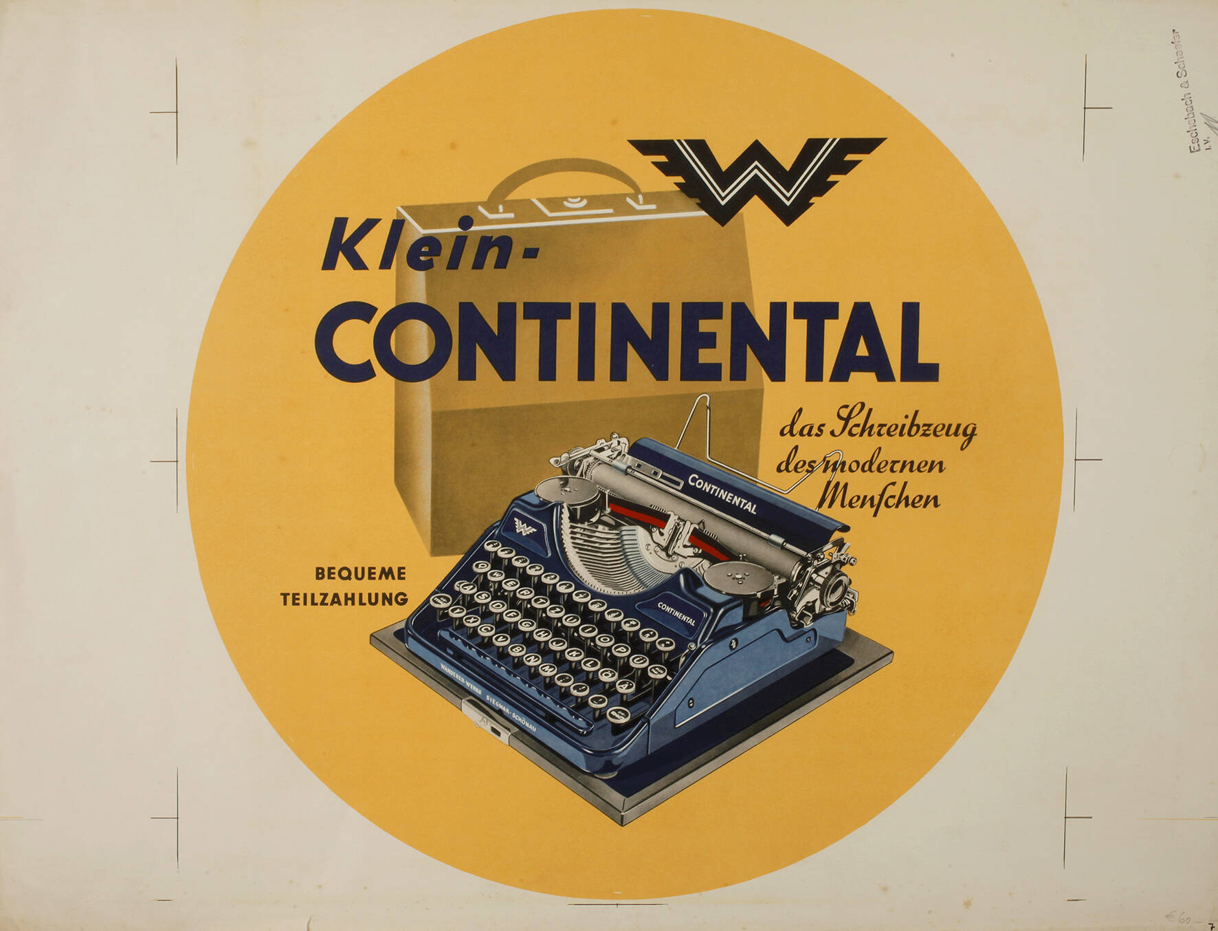 Plakat Kontinental Schreibmaschinen