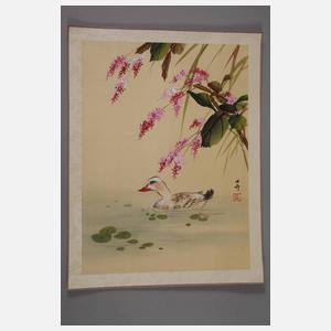 Drei Seidenmalereien