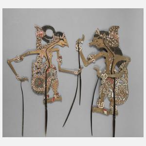 Zwei indonesische Wayang-Kulit-Figuren