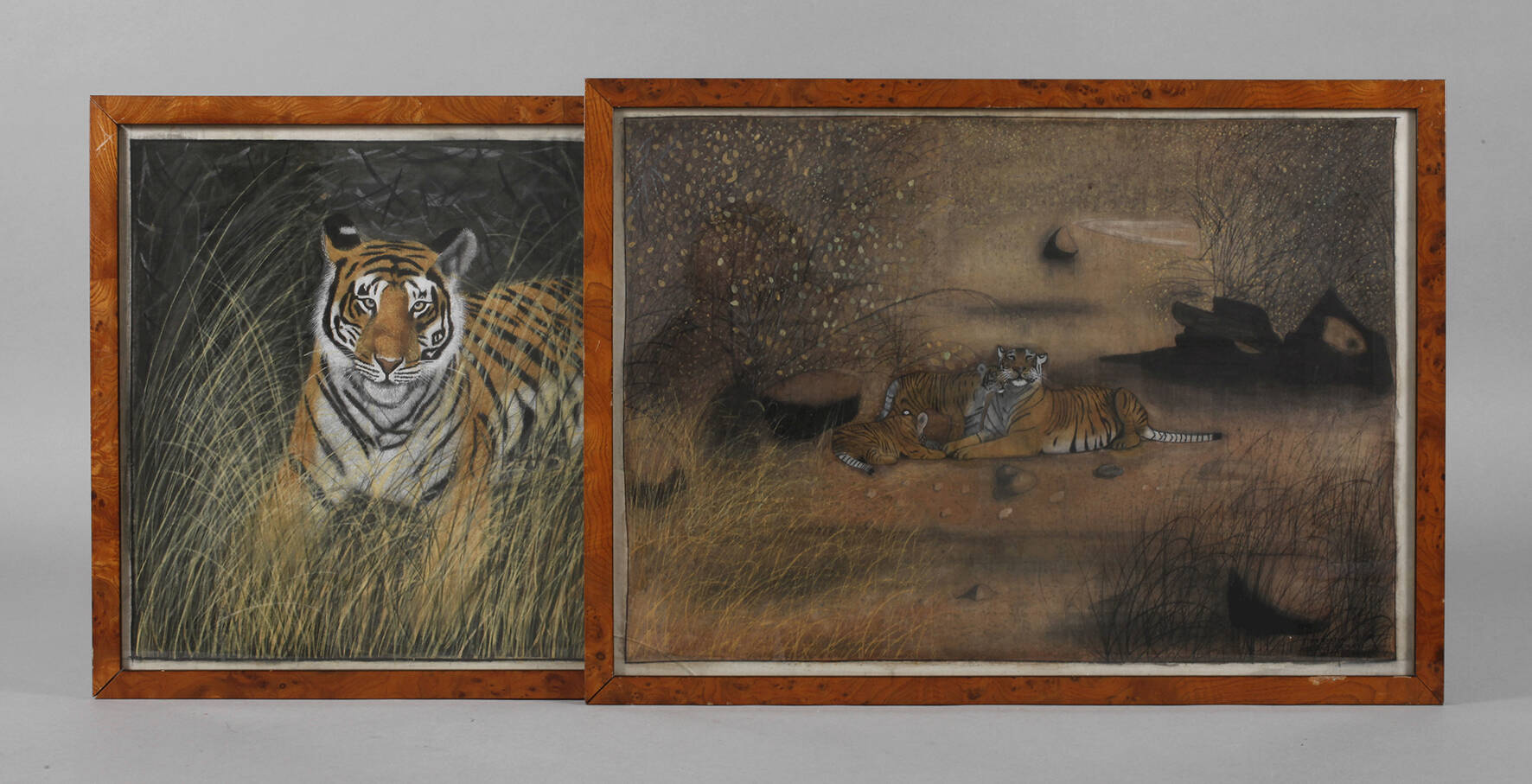 Zwei Seidenmalereien