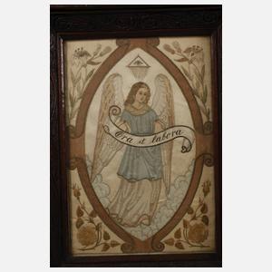 Religiöses Seidenstickbild "Ora et labora"