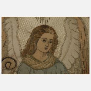 Religiöses Seidenstickbild "Ora et labora"