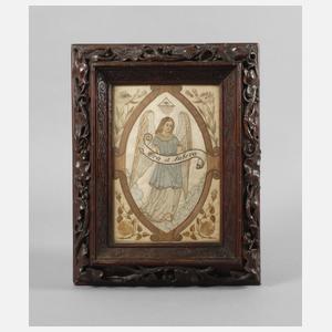 Religiöses Seidenstickbild "Ora et labora"