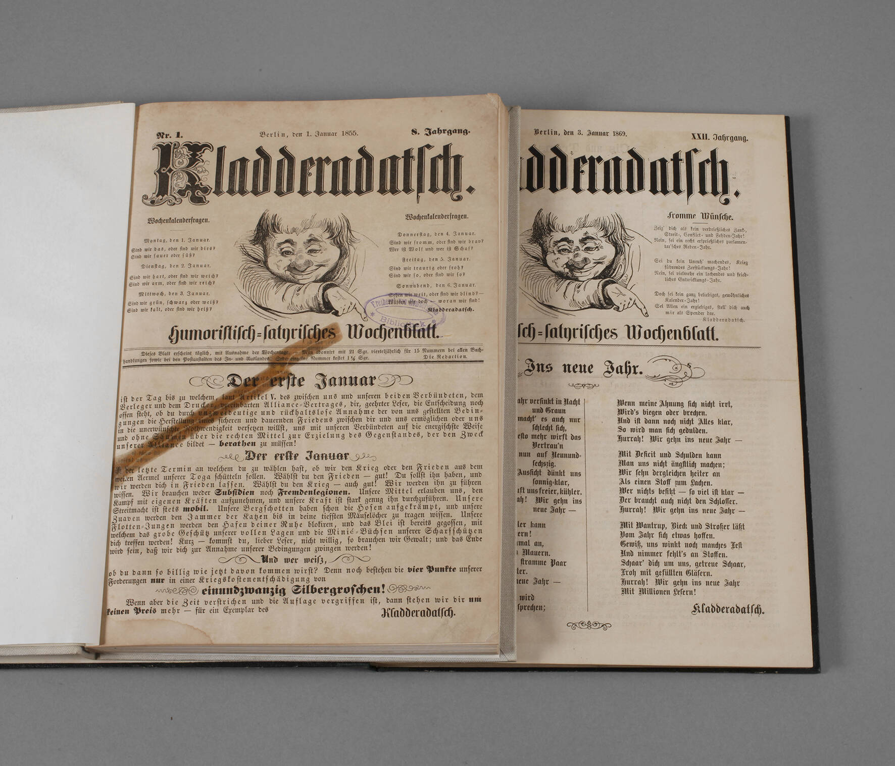 Zwei Jahrgänge „Kladderadatsch“