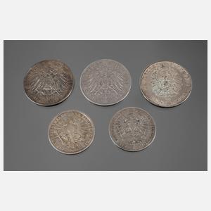 Konvolut  Silbermünzen Kaiserreich