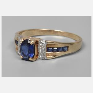 Damenring mit Saphiren und Brillanten
