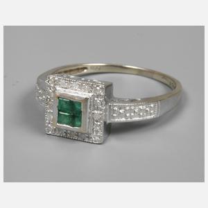 Damenring mit Smaragd und Diamanten