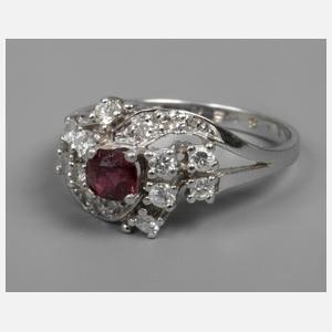 Damenring mit Rubin und Brillanten