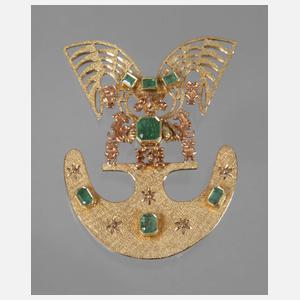 Brosche mit Smaragden