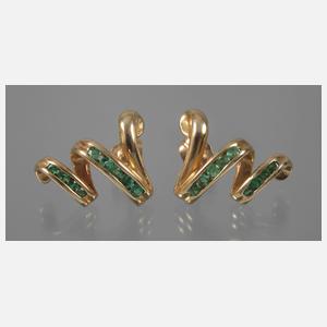 Paar Ohrstecker mit Smaragden