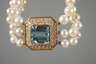 Perlencollier mit Aquamarin und Brillanten