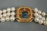 Perlencollier mit Aquamarin und Brillanten