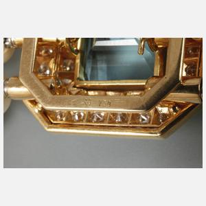 Perlencollier mit Aquamarin und Brillanten