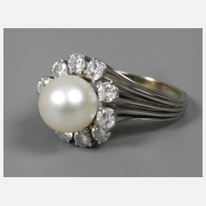 Damenring mit Perle und Brillanten