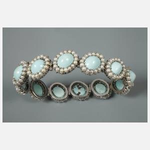 Damenarmband mit Perlen und Türkisen