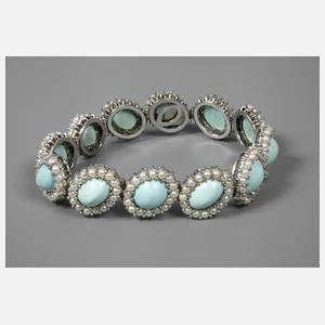 Damenarmband mit Perlen und Türkisen