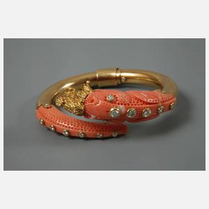 Armreif mit Koralle und Brillanten