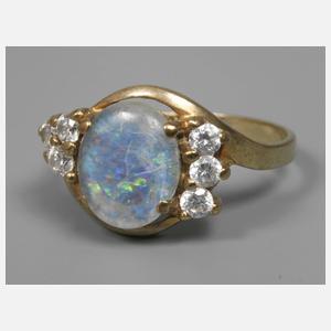 Damenring mit Edelopal und Brillanten