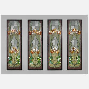 Vier Bleiglasfenster Jugendstil