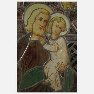 Paar Bleiglasfenster Historismus