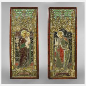 Paar Bleiglasfenster Historismus