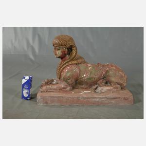 Paar Gartenfiguren liegende Sphinxen