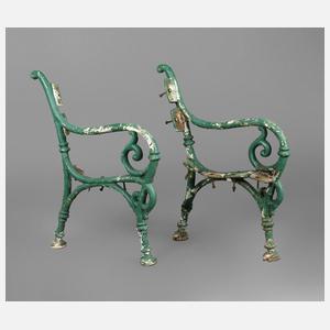 Paar Konsolen einer Gartenbank