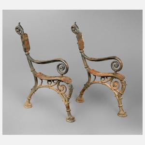 Paar Konsolen einer Gartenbank