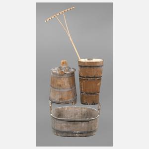 Vier Teile bäuerlicher Gartendekor