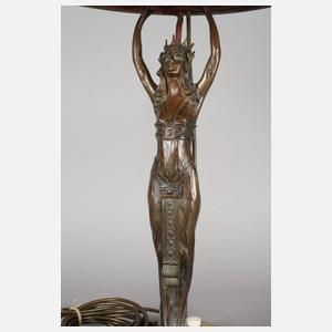 Figürliche Tischlampe mit Schirm Muller Frères