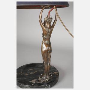 Figürliche Tischlampe mit Schirm Muller Frères