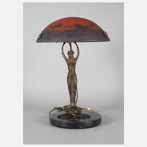 Figürliche Tischlampe mit Schirm Muller Frères