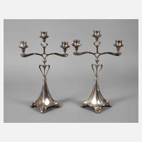 Paar dreiflammige Jugendstilleuchter111