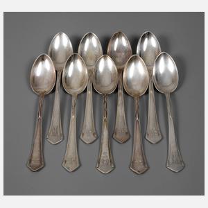Peter Behrens neun Dessertlöffel Silber